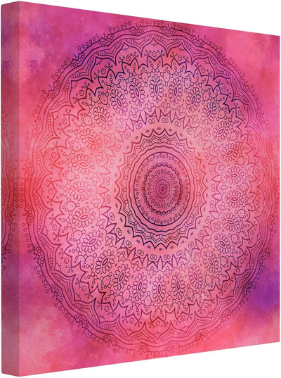 Bilderwelten Leinwandbild Aquarell Mandala Pink Violett Quadrat 1:1 30 x 30cm Recycled Canvas 30cm x