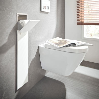 Emco Asis Pure Unterputz-Schrankmodul für die Klobürstengarnitur, Badezimmerschrank mit Toilettenpap