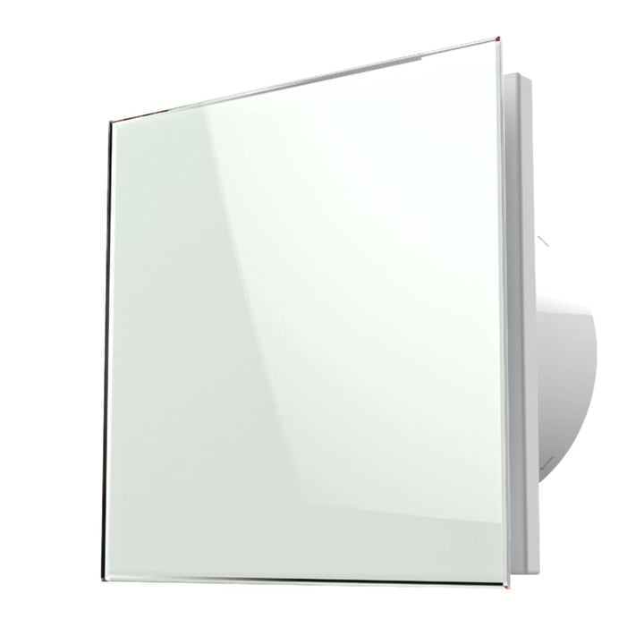 Vlano Badlüfter EOS 125 H WH, mit Feuchtigkeitssensor &amp; Nachlauf, 125 mm, Glasfrontplatte, Rückschla