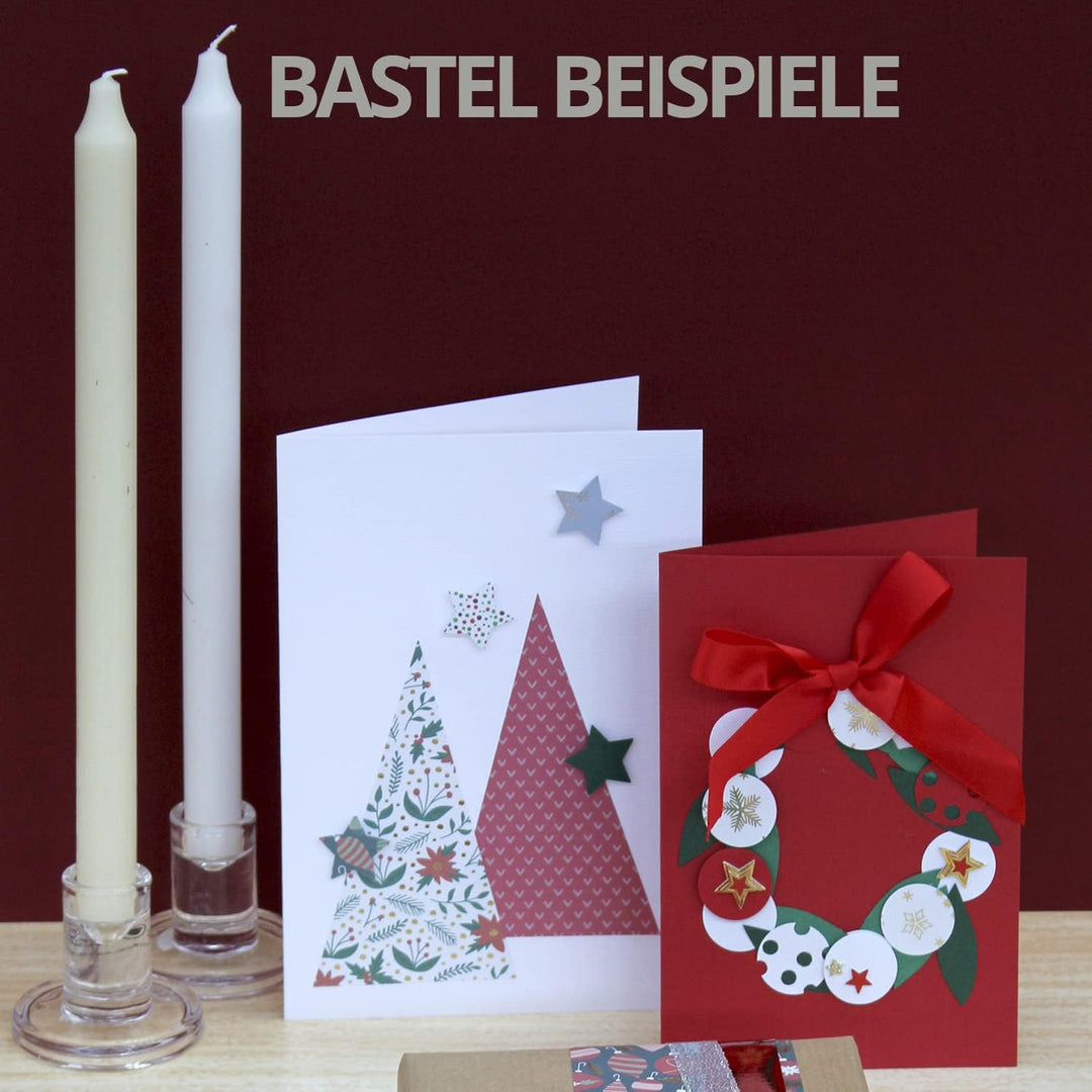 ARTOZ 50x Bastelpapier Bastelkarton - Rot- DIN A4 297 x 210 mm - Edle Egoutteur-Rippung - Hochwertig