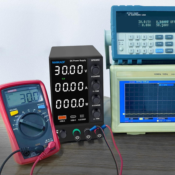 Labornetzgerät einstellbar 30V 5A, Variables DC-Netzteil mit USB-A/Typ-c-Schnellladeanschluss, hochp