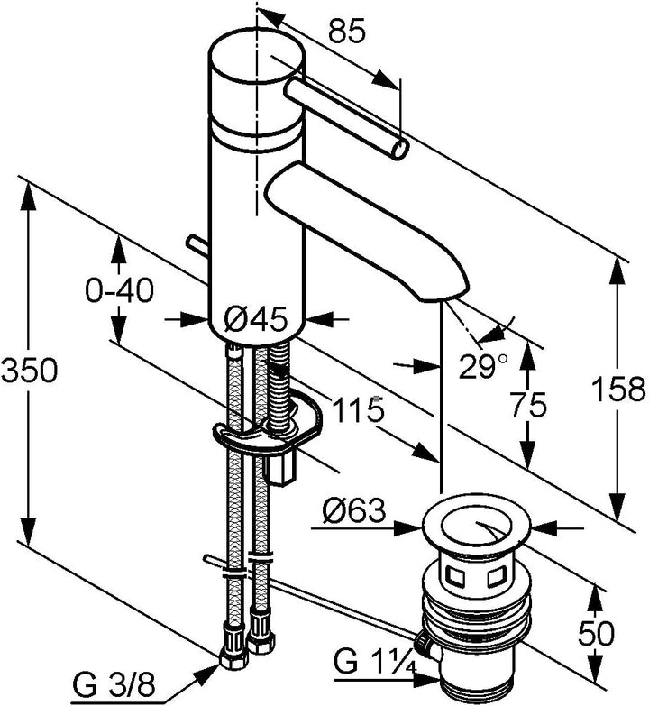 Kludi Bozz 382910576 Waschtisch-Einhebelmischer mit Ablaufgarnitur chrom