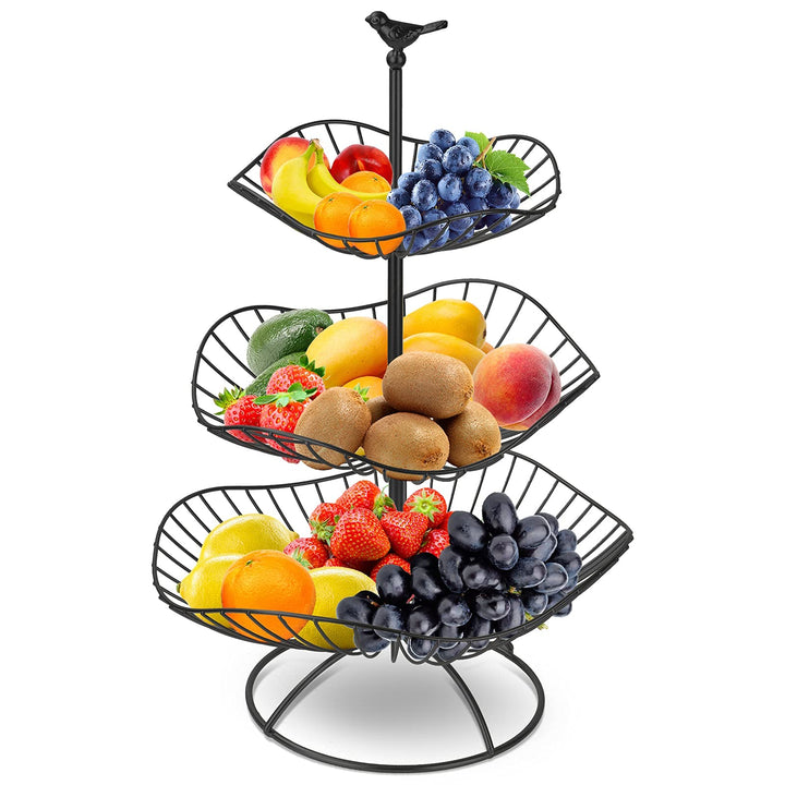 3 Stöckig Metall Obstkorb, Servierkorb Obstschale, Gemüse Etagere, Snack Bonbon Platte Obstteller fo