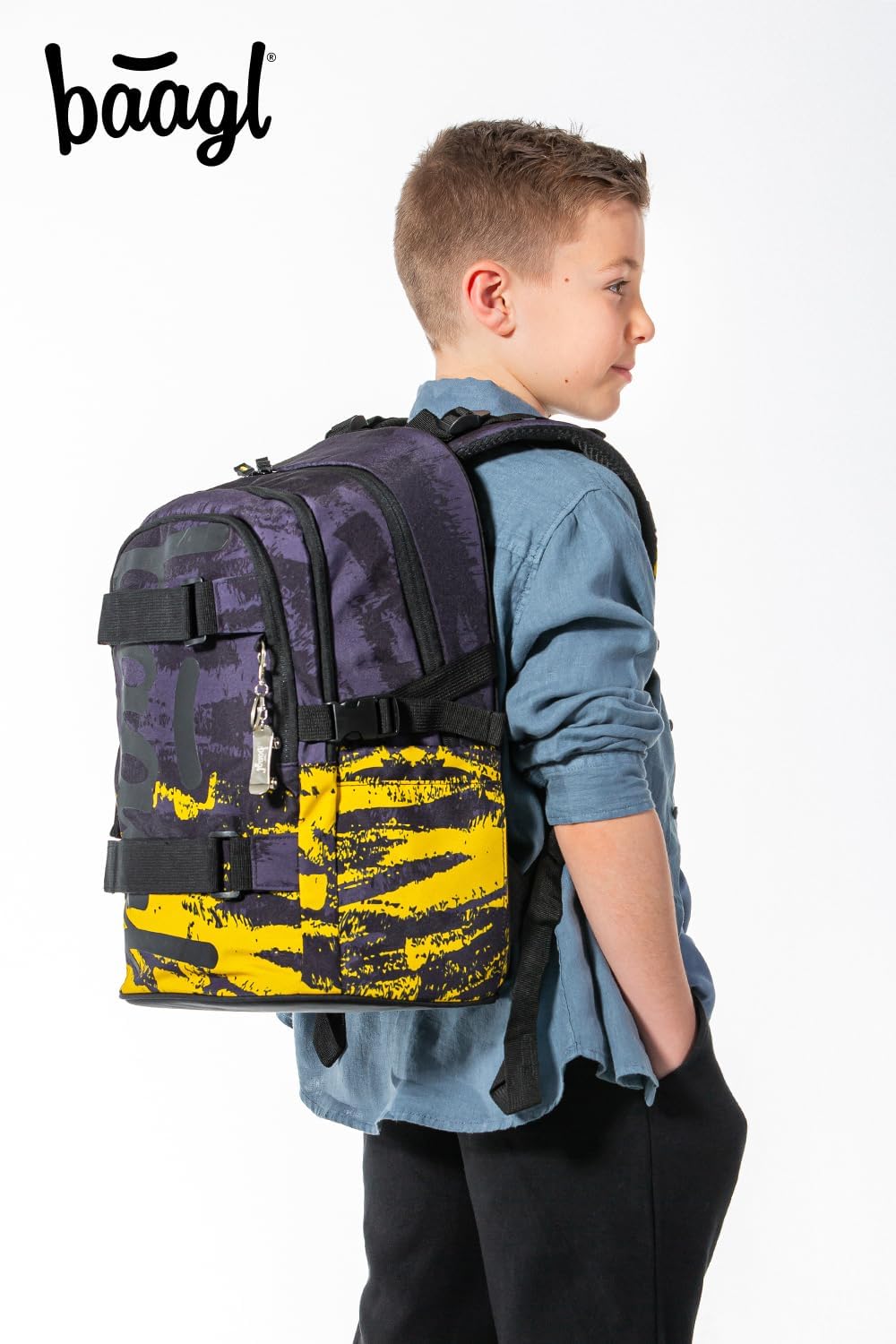 Baagl Schulrucksack für Jungen Mädchen Teenager - Skateboard Rucksack - Kinderrucksack mit Laptopfac