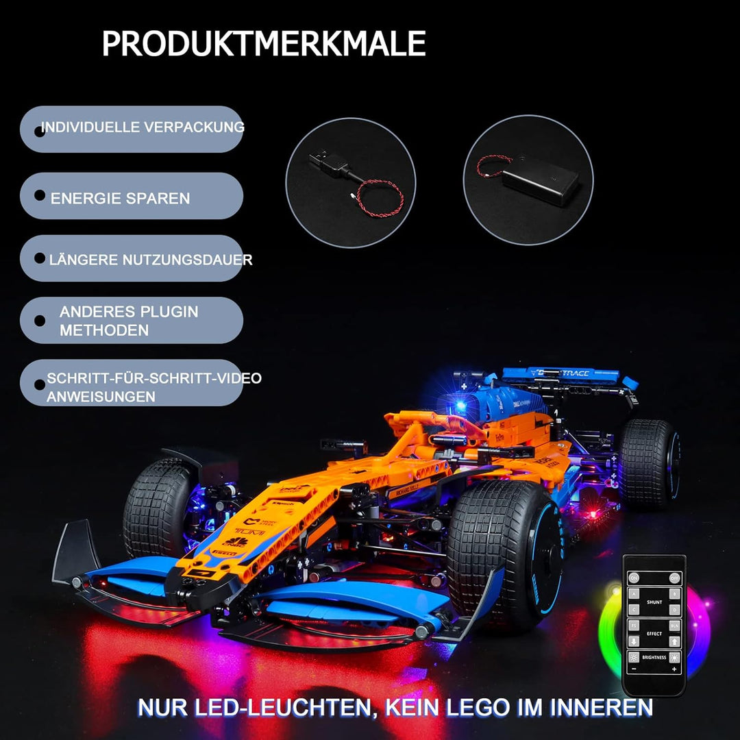 Led Licht Set für Lego 42141 Technic McLaren Formel 1 Rennwagen,Fernbedienung Dekorationsbeleuchtung
