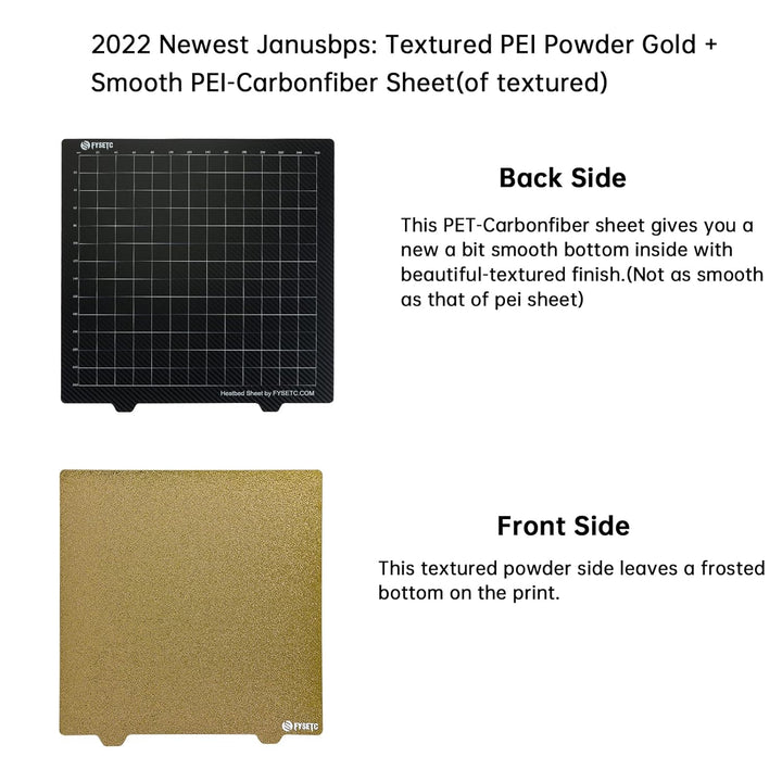 BCZAMD 300x300mm/11.8 in 3D Drucker Plattform 2022 Upgrade JanusBPS-PET Bauplatte Pulver Gold PEI+PE