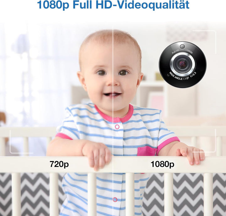 Vtech RM7764HD Babyphone mit Kamera 1080p WiFi Remote Access, 7 Zoll Video Baby Monitor, 360° Schwen