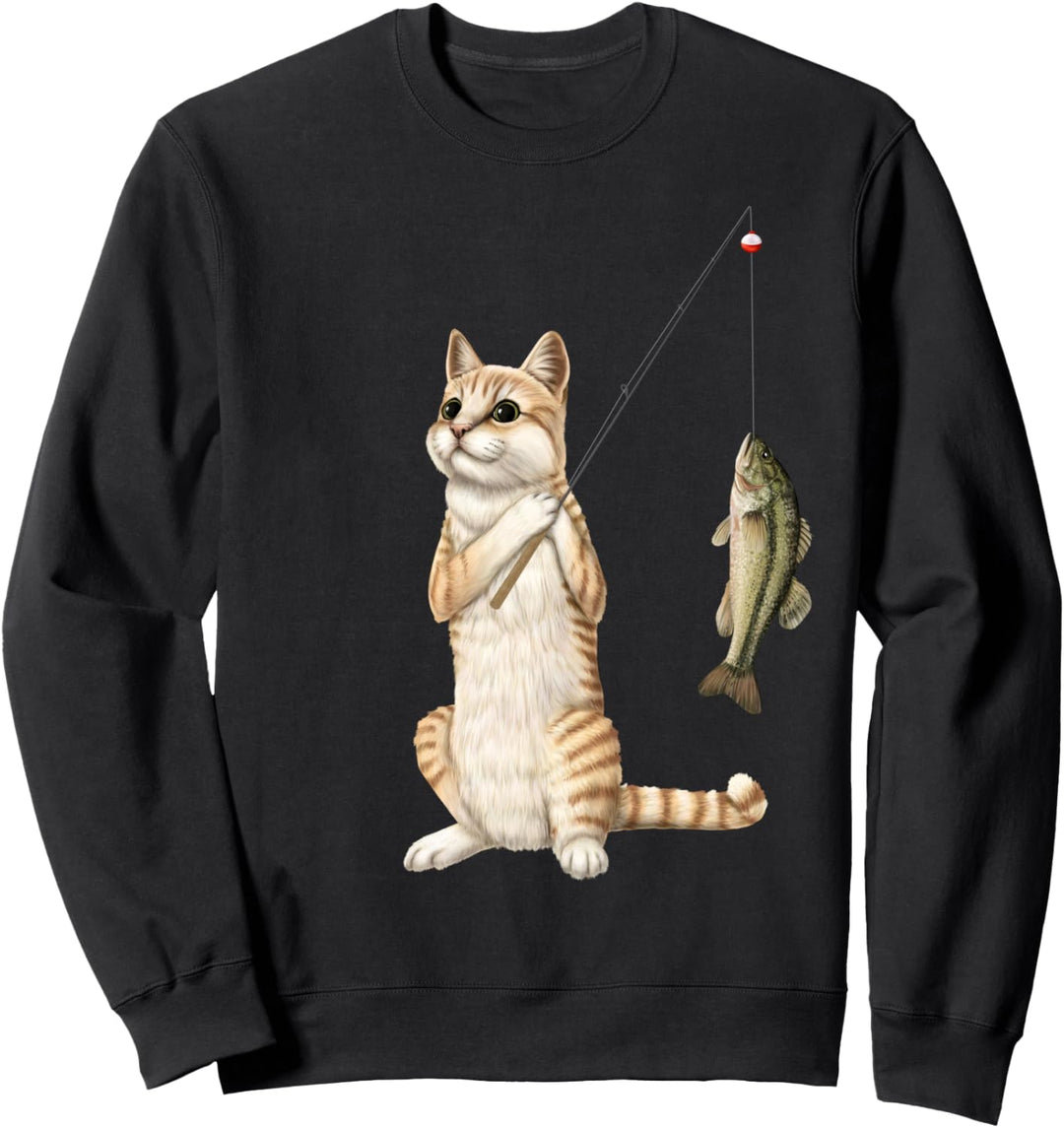 Fischer katze mit einem Bassfisch Sweatshirt