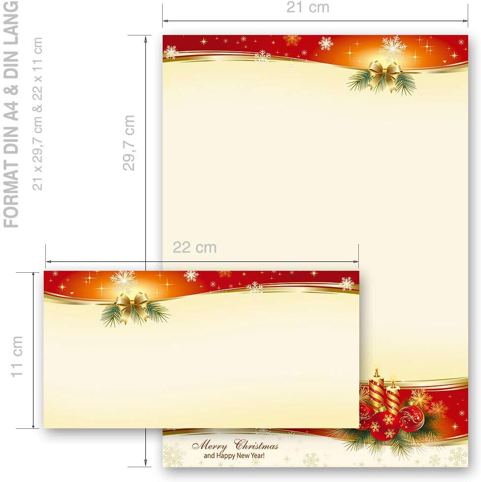 Briefpapier Sets Motivpapier Weihnachten Weihnachtsbriefpapier, BESINNLICHE WEIHNACHT 100 Blatt Brie