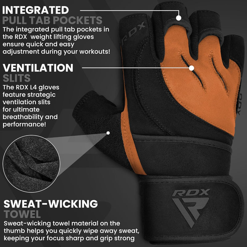 RDX Fitness Handschuhe Herren Damen, Trainingshandschuhe Krafttraining handgelenkschutz für Gewichth