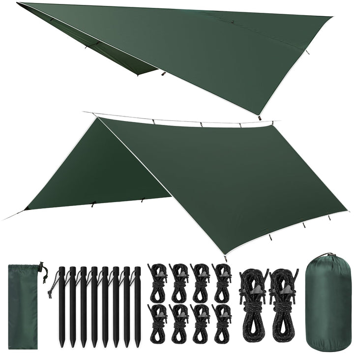 Tarp 3x3/3x5M Wasserdicht, Ultraleicht Camping Zeltplane, Anti-UV Sonnen Regen Schutz Schnee, mit Ös