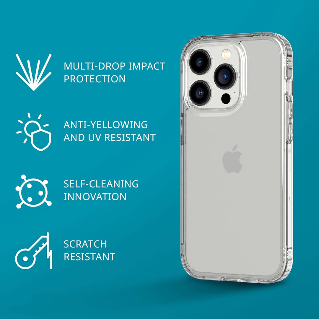 Tech 21 iPhone 14 Pro Evo Clear - Kratzfeste, Stossdämpfende klare Handyhülle mit 3,6 m Multi-Drop S