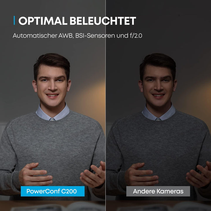 Anker PowerConf C200 2K USB-Webcam, Webcam für Laptops, Mikrofone mit Geräuschunterdrückung und K.I,