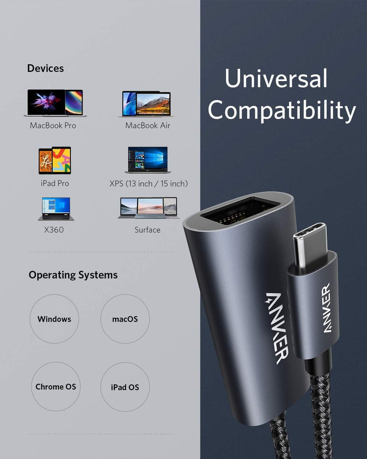 Anker PowerExpand USB-C auf Gigabit Ethernet Adapter, Aluminium, kompaktes Design, USB-C Ethernet Ad