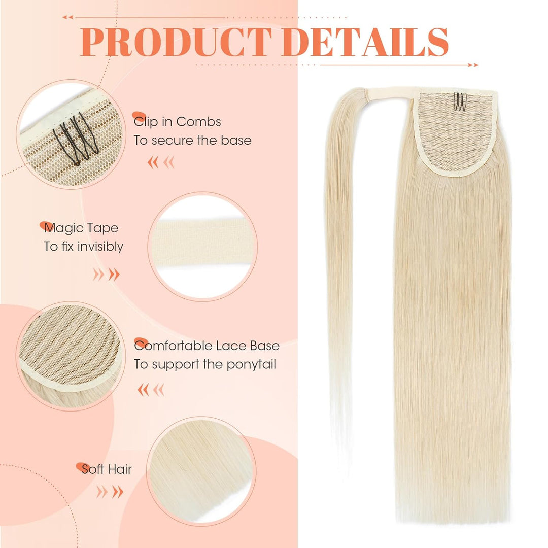 Benehair Ponytail Extension Echthaar, 100% Echthaar Zopf Extensions Echthaar, Wrap Around Ponytail f