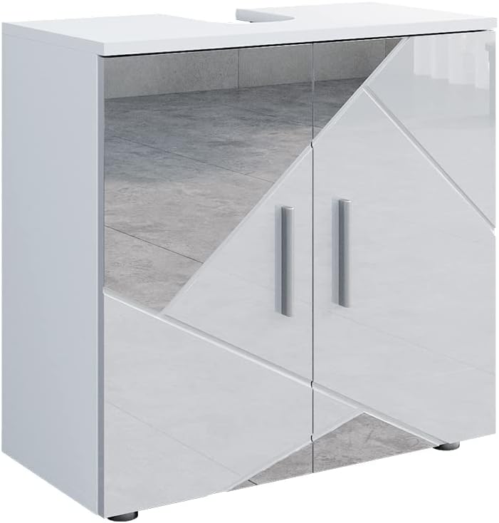 Vicco Waschbeckenunterschrank Irma, Weiss Hochglanz mit Einsätzen, 60 x 59 cm Weiss Hochglanz mit Ei