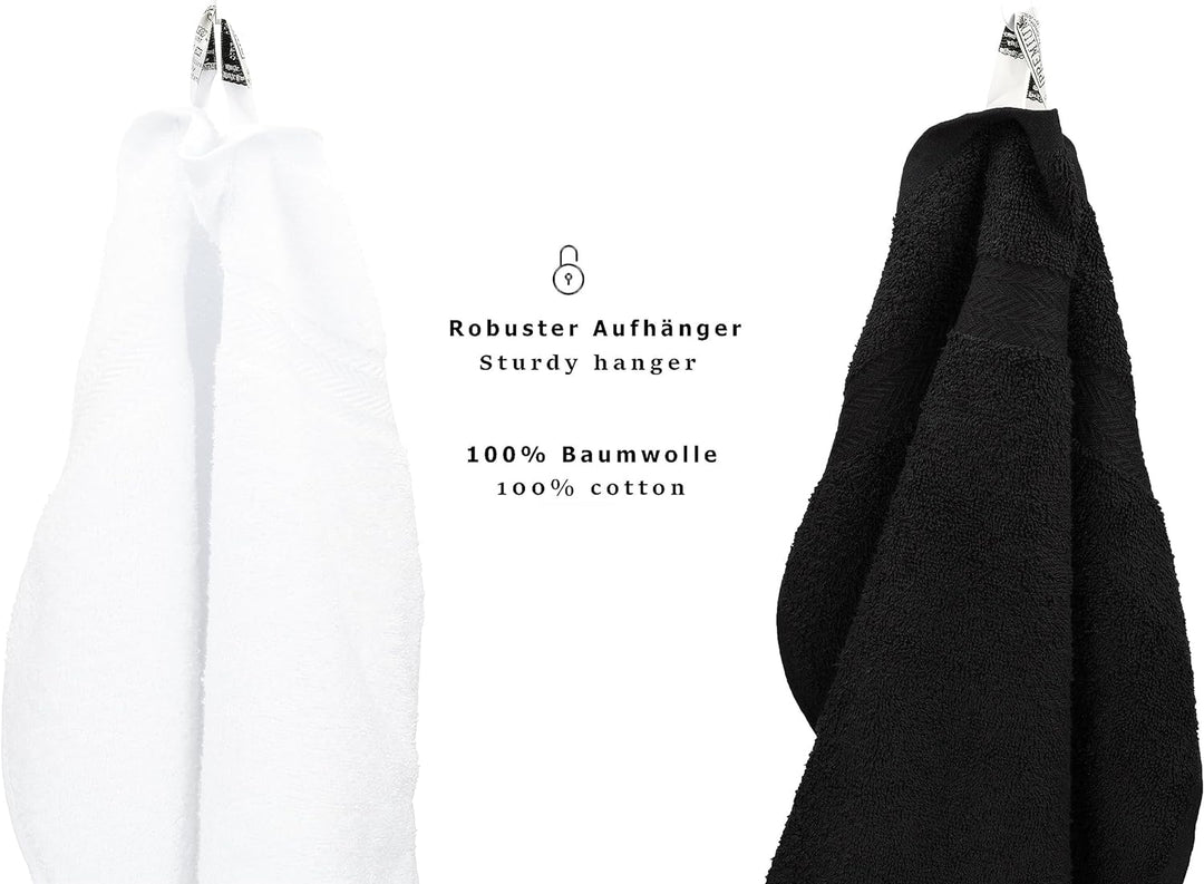 Betz 6-TLG. Handtuch-Set Premium 100% Baumwolle 2 Duschtücher 4 Handtücher Farbe weiss und schwarz