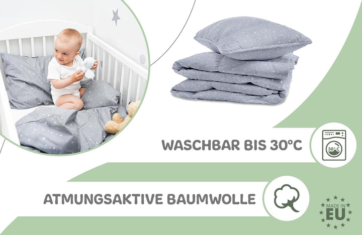Kinderbettwäsche Baby Bettwäsche 90x120cm aus Baumwolle - Kinder Set von Duvet Cover und Kissenbezug