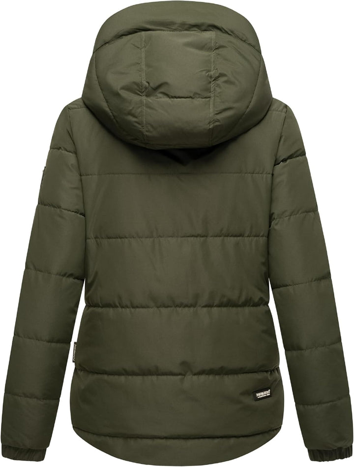 Navahoo Damen Winterjacke Steppjacke warm mit Kapuze Eisbällchen XS-XXL XXL Dark Olive, XXL Dark Oli