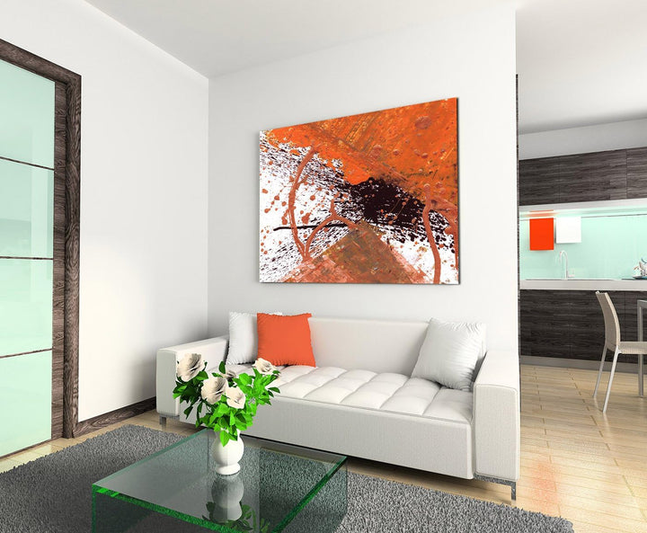 Paul Sinus Art 80x60cm Fotoleinwand Leinwanddruck Kunstdruck Wandbild orange schwarz weiss Tropfen