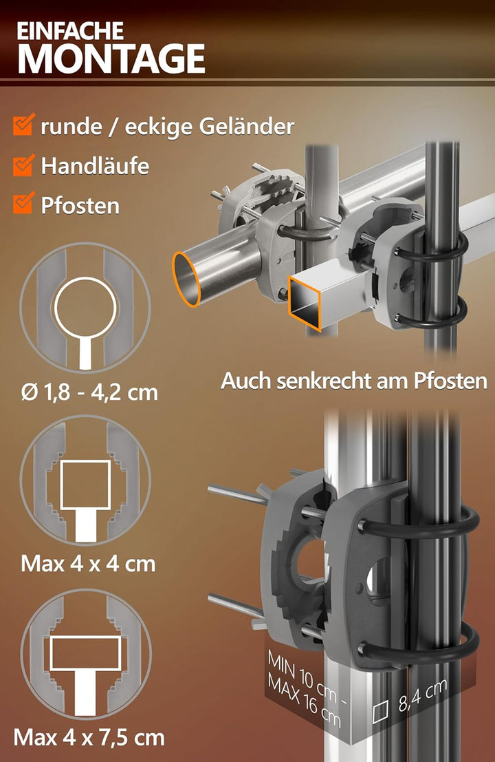 4smile SunnyJoy Sonnenschirm Balkon + Sonnenschirmhalter Balkongeländer + Sonnenschirm Schutzhülle -