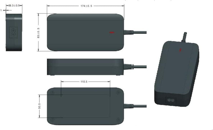 Enerpower Ladegerät 54,6V 2A 110 Watt 5-Pins Trapez für Fischer E-Bikes mit Akku Joycube SF-06S / RC