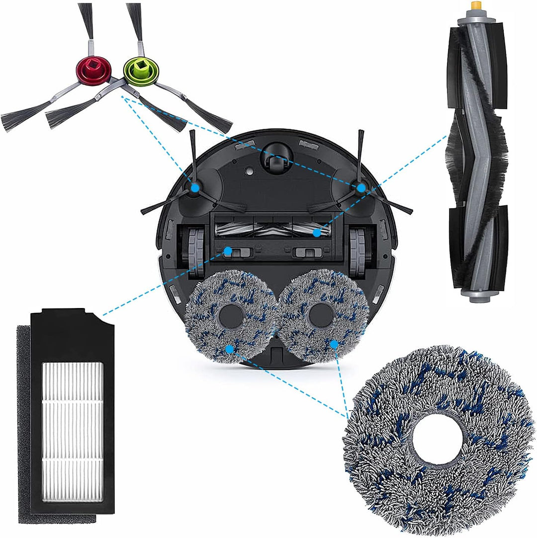 23 Stück Ersatz-Zubehör-Set für Ecovacs DEEBOT X1 Turbo/Omni, 1 Hauptbürste, 2 Reinigungsbürsten, 4