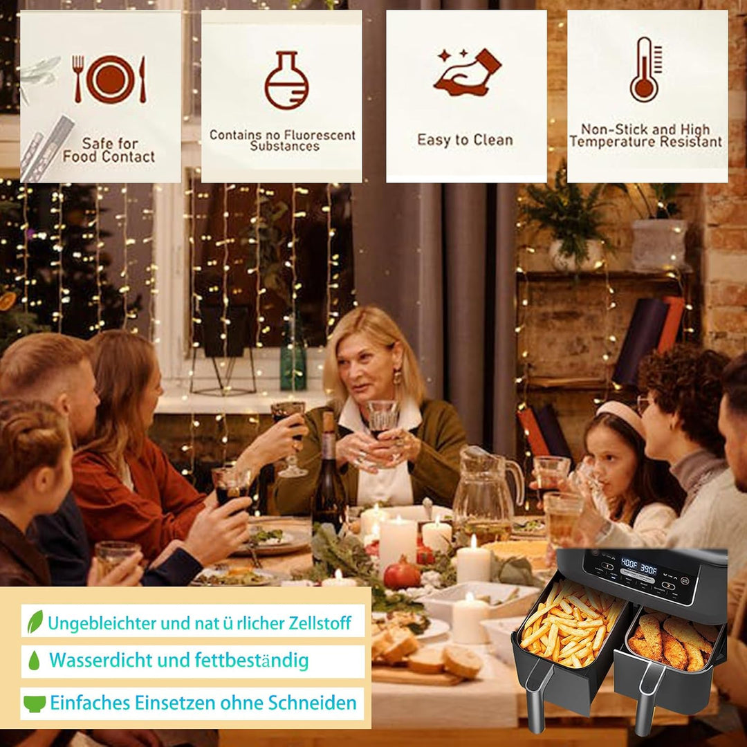 Pulsky Backpapier für Ninja Heissluftfritteuse, 200 Stück Airfryer Papier 22 * 14 CM BPA-Freies, Air