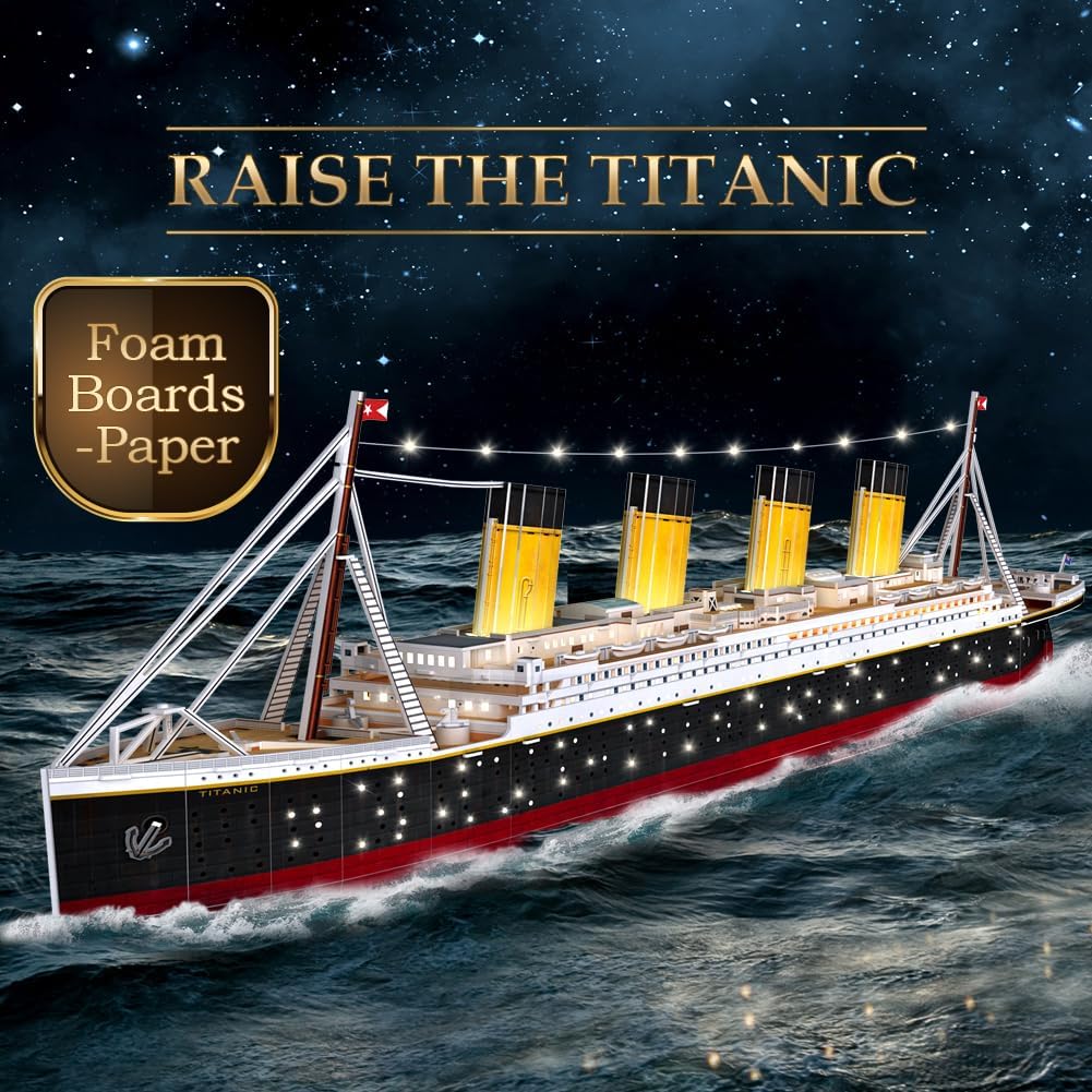 CubicFun Titanic 3D-Puzzle, LED, 88 cm, Modell Titanic, Spielzeug für Erwachsene und Jugendliche, 26