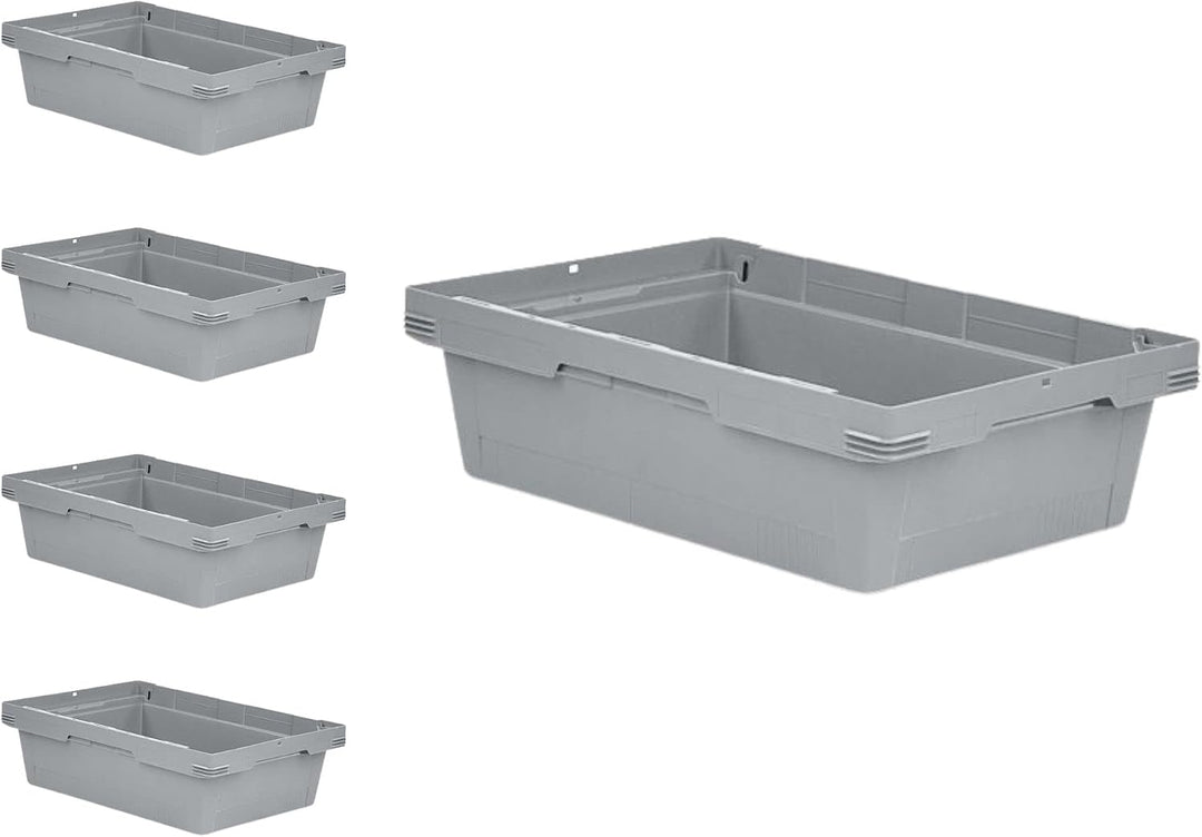 PROREGAL SuperSparSet 5x Conical Mehrweg-Stapelbehälter Grau | HxBxT 17,5x40x60cm | 29 Liter | Lager