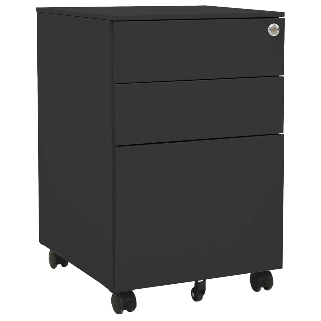 vidaXL Aktenschrank mit Rollen Rollcontainer Bürocontainer Schubladenschrank Büroschrank Stahlschran