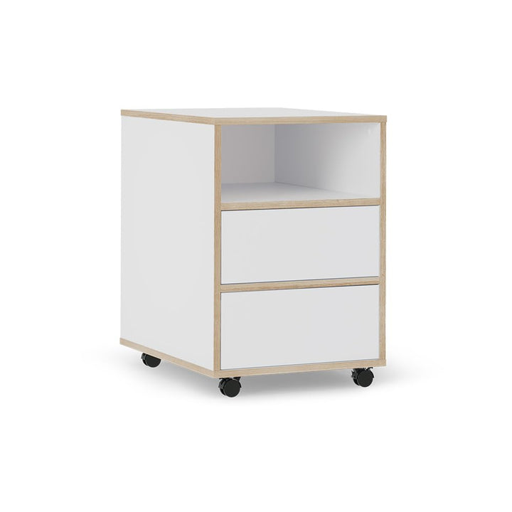 Vicco Rollcontainer Tetrix, Weiss, 42 x 55 cm mit Regalen und 2 Schubladen, Weiß