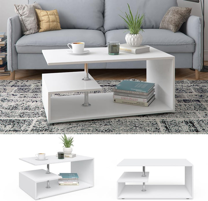 Vicco Couchtisch Guillermo Wohnzimmertisch Beistelltisch Holztisch Kaffeetisch 90 x 50 cm Weiss