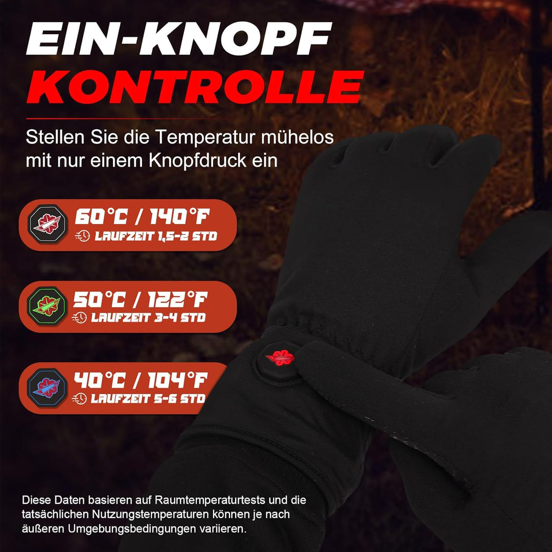 Dr.warm Winter Beheizbare Handschuhe Wiederaufladbar, Beheizte Handschuhe Touchscreen mit 3 Heizstuf
