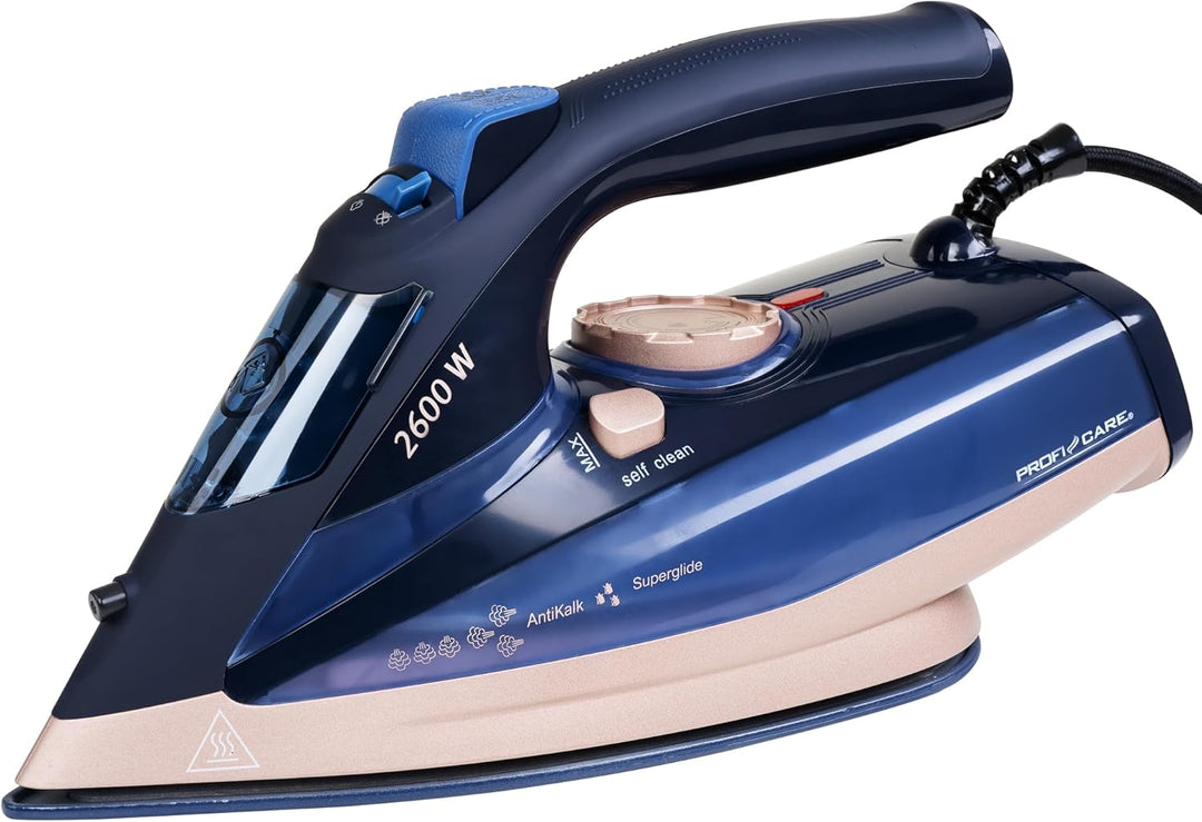 ProfiCare® Bügeleisen 2600 Watt | Dampfbügeleisen mit Keramik-Sohle | 7 Funktionen | 300ml Wassertan