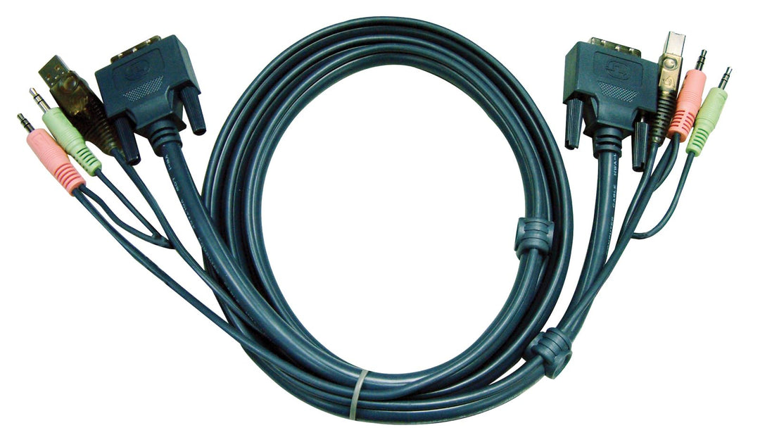 Aten 2L-7D03U Verbindungskabel (DVI, USB, 2x Audio Stecker) 3m