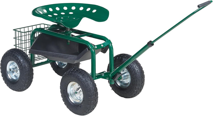 pro.tec Garten Rollsitz Casarano Gartensitz mit Rollen 81 x 45 cm verstellbar Rollhocker für Garten