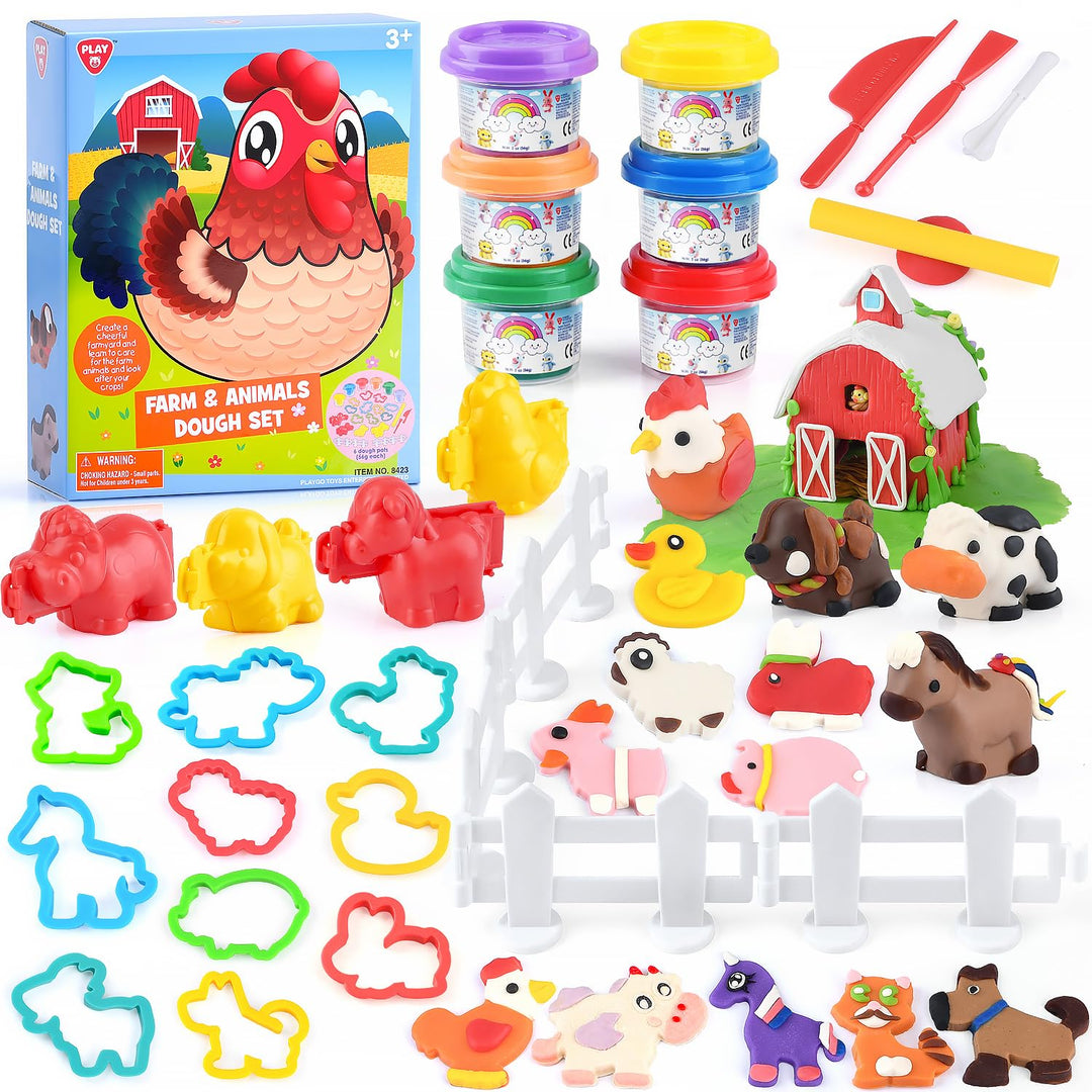 PLAY Nutztiere Knete Set für Kinder - Knete Zubehör Knete ab 3 jahre, Bauernhof Tiere Kinderknete mi