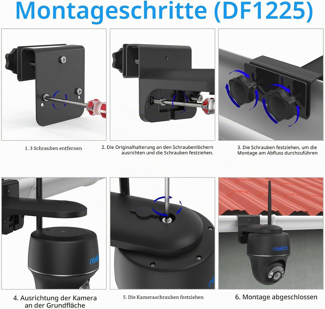HOLACA Kamera und Solarpanel Dachrinnenhalterung Kompatibel mit Reolink Argus 3MP,4MP/2K,5MP/2K,4K/8