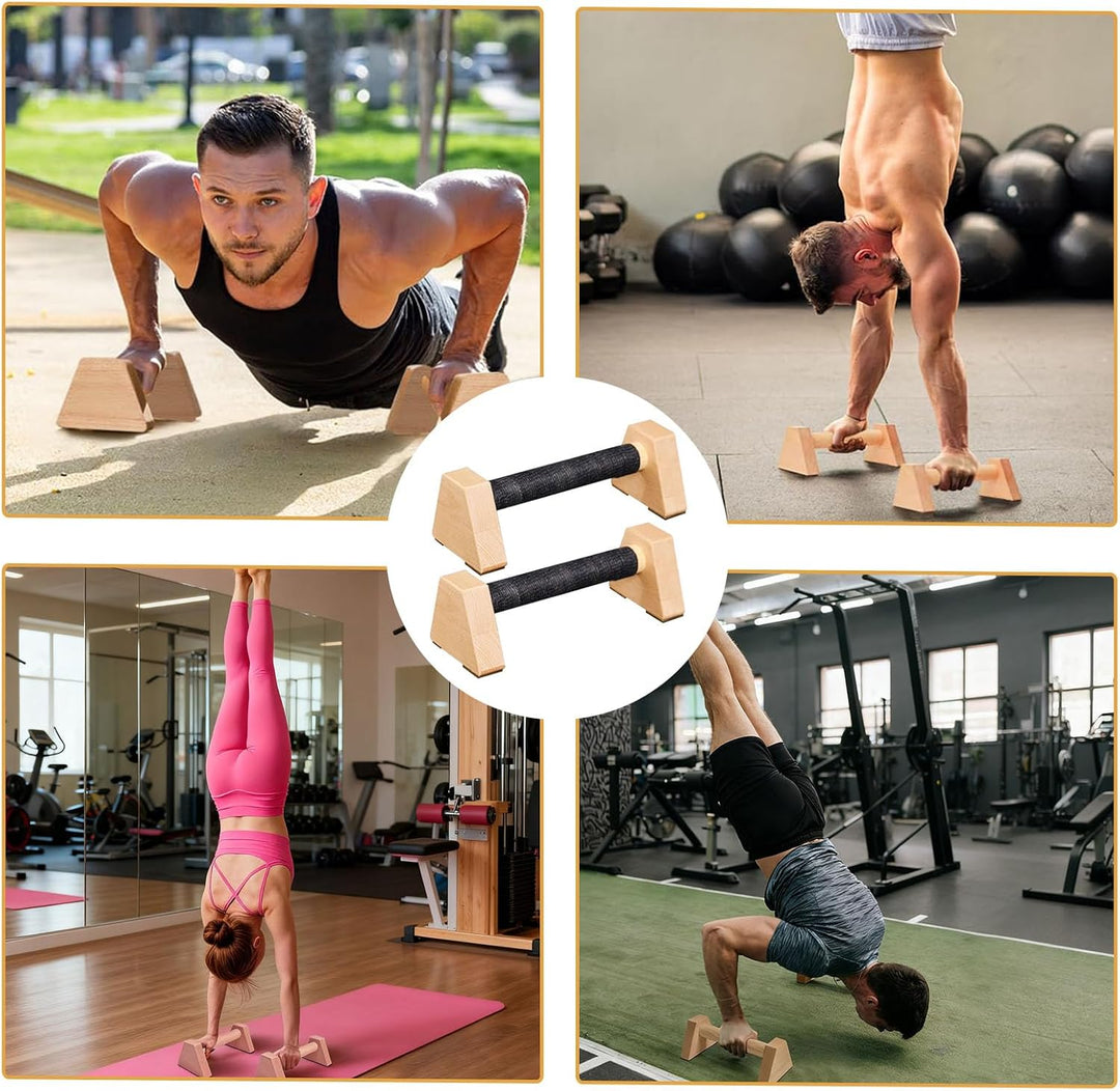Liegestützgriffe, 2 Stück Liegestützgriffe aus Holz, Push Up Bars, Holz Parallettes, Calisthenics Eq