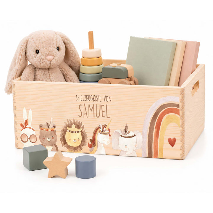 Kidsmood - Spielzeugkiste aus Holz mit Wunschnamen | Aufbewahrungsbox Kinder Spielzeug & Bücher | Pr
