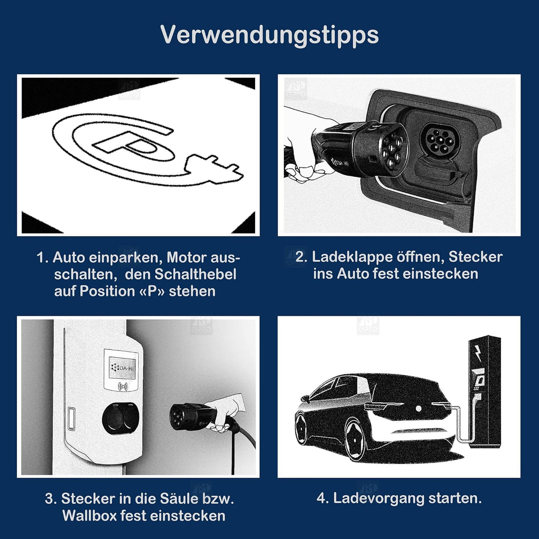 EV Ladekabel Typ 2 11KW 7m 16A 3 phasig für Elektroauto und PHEV kompatibel mit ID.3 ID.4 Kona Elekt