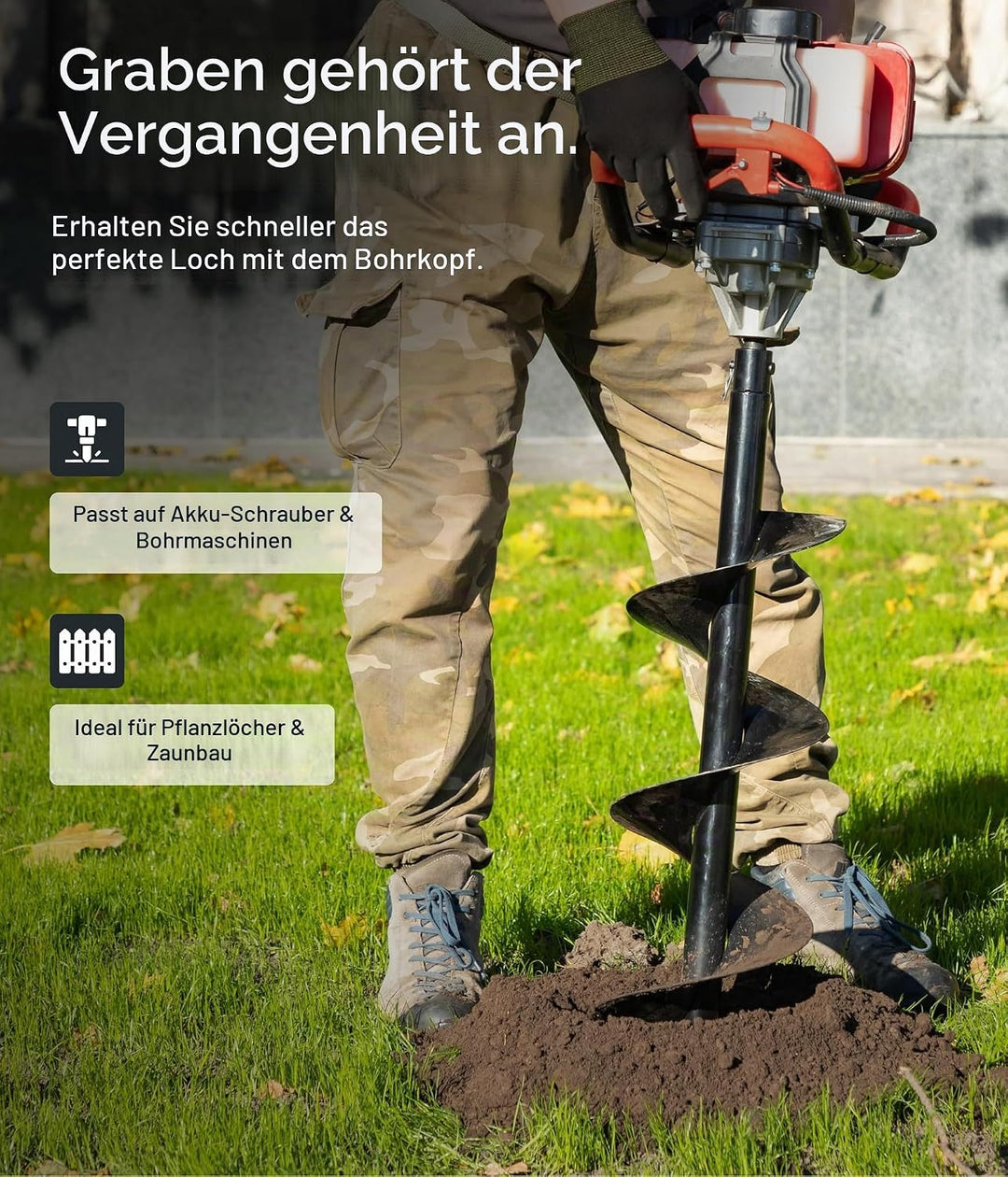 Nemaxx B250 Bohrkopf - Ersatzbohrer für Erdlochbohrer Pfahlbohrer Erdbohrer - Durchmesser: 250mm B25