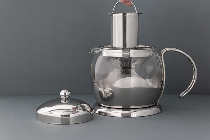La Cafetière Teekanne aus Glas, lose Blätter, mit Teesieb, 1 l, silberfarben, Silber