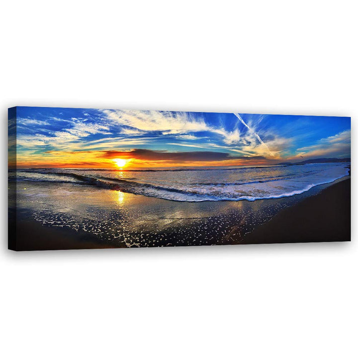 Feeby Leinwandbild Meer Bild Kunstdruck Landschaft Blau 150x50 cm Leinwandbild 150x50 cm Blau_a, Lei