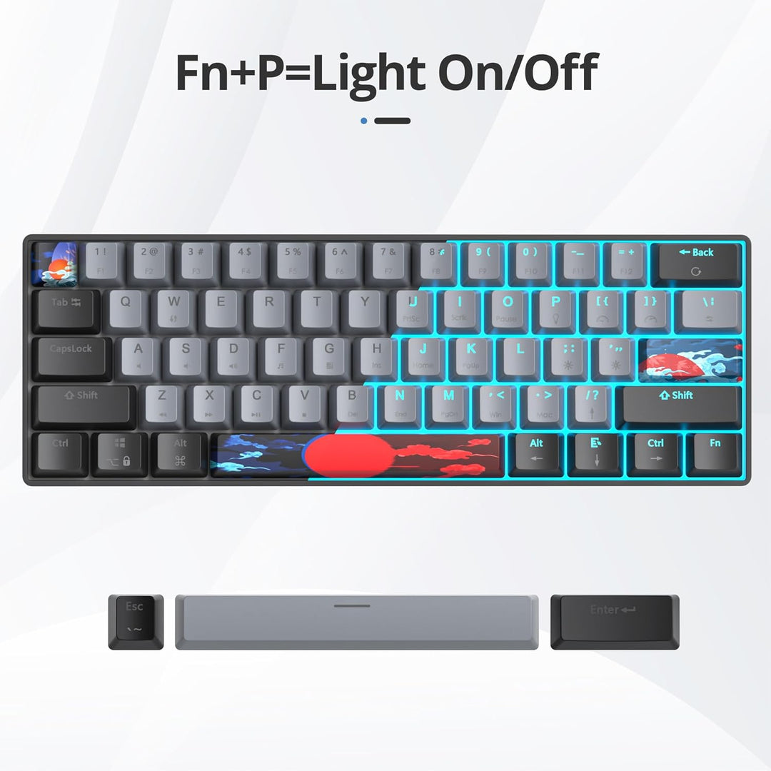 SOLIDEE mechanische gaming tastatur 60 prozent,61 Tasten mit Lineare rote Schalter,Eisblaues Licht,k
