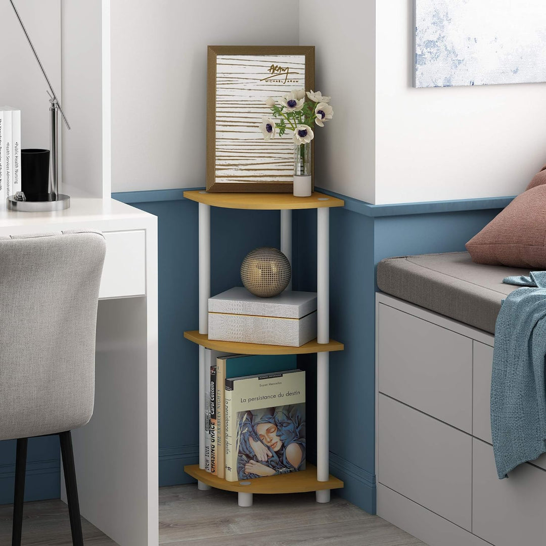 Furinno kompaktes Eck-Mehrzweck-Regal mit 3 Ebenen, Buche/Weiss, 29.46 x 29.46 x 75.18 cm Buche/Weis