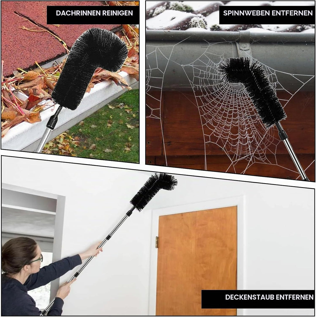 390cm Dachrinnenreiniger, Dachrinnenbürste mit 9Pcs Teleskopstiel,Teleskop Tachrinnenreiniger Leicht