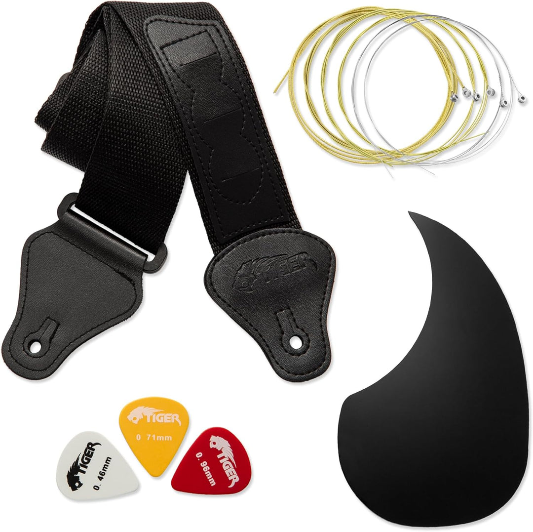 TIGER ACG1-RD Small Body Akustikgitarre, mit Stahlsaiten bespannte Akustikgitarre für Anfänger, Rot