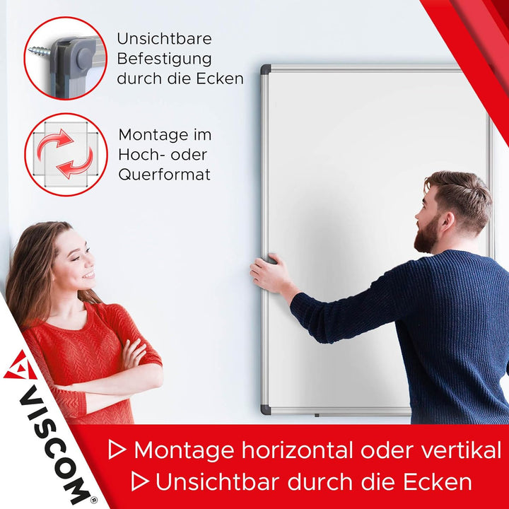 VISCOM Whiteboard magnetisch - 60 x 90 cm - Magnettafel in 11 Grössen - Magnetwand, kratzfest &amp; besc